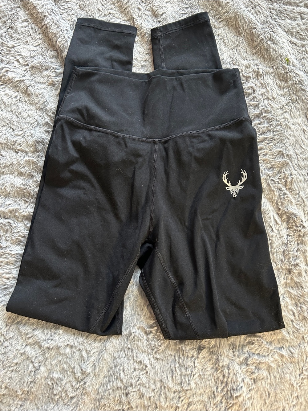 Bucked Up Black High-Waist Leggings with Reflective Deer Logo